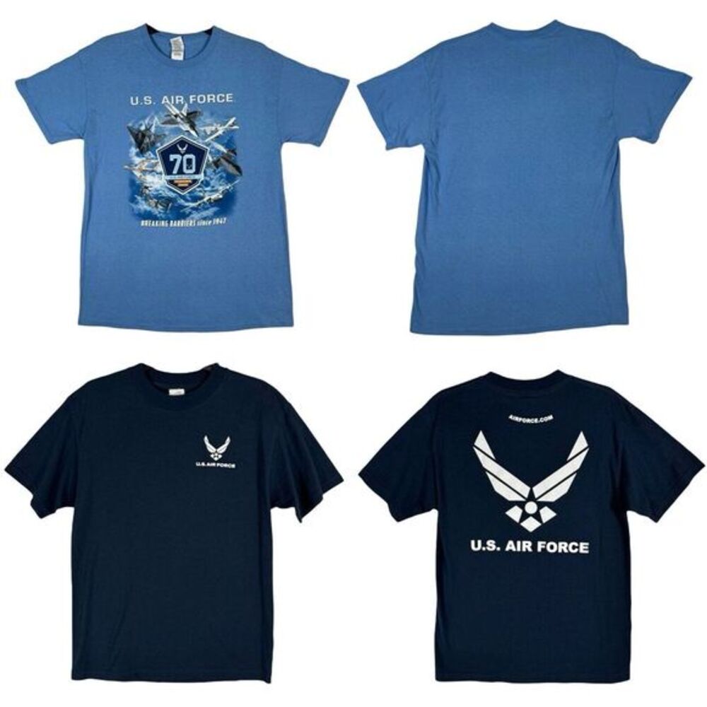 Lot 2 USAF Air Force Shield Graphic Shirt Size M Military Training Single Stitch